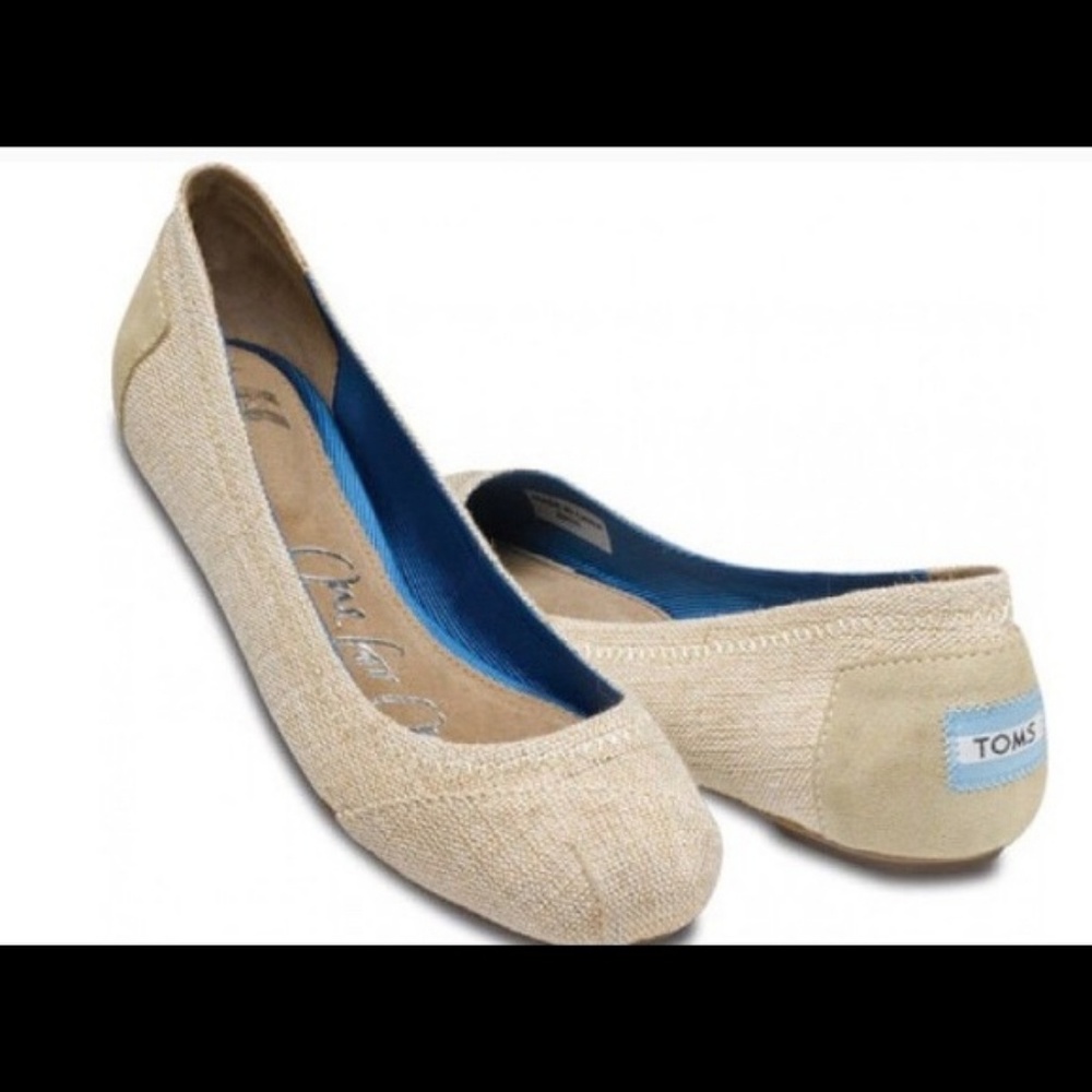 Toms Isabel burlap ballet flats size 10